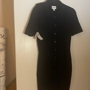 Women’s Black Brand New Button Down Collar Dress Size Medium